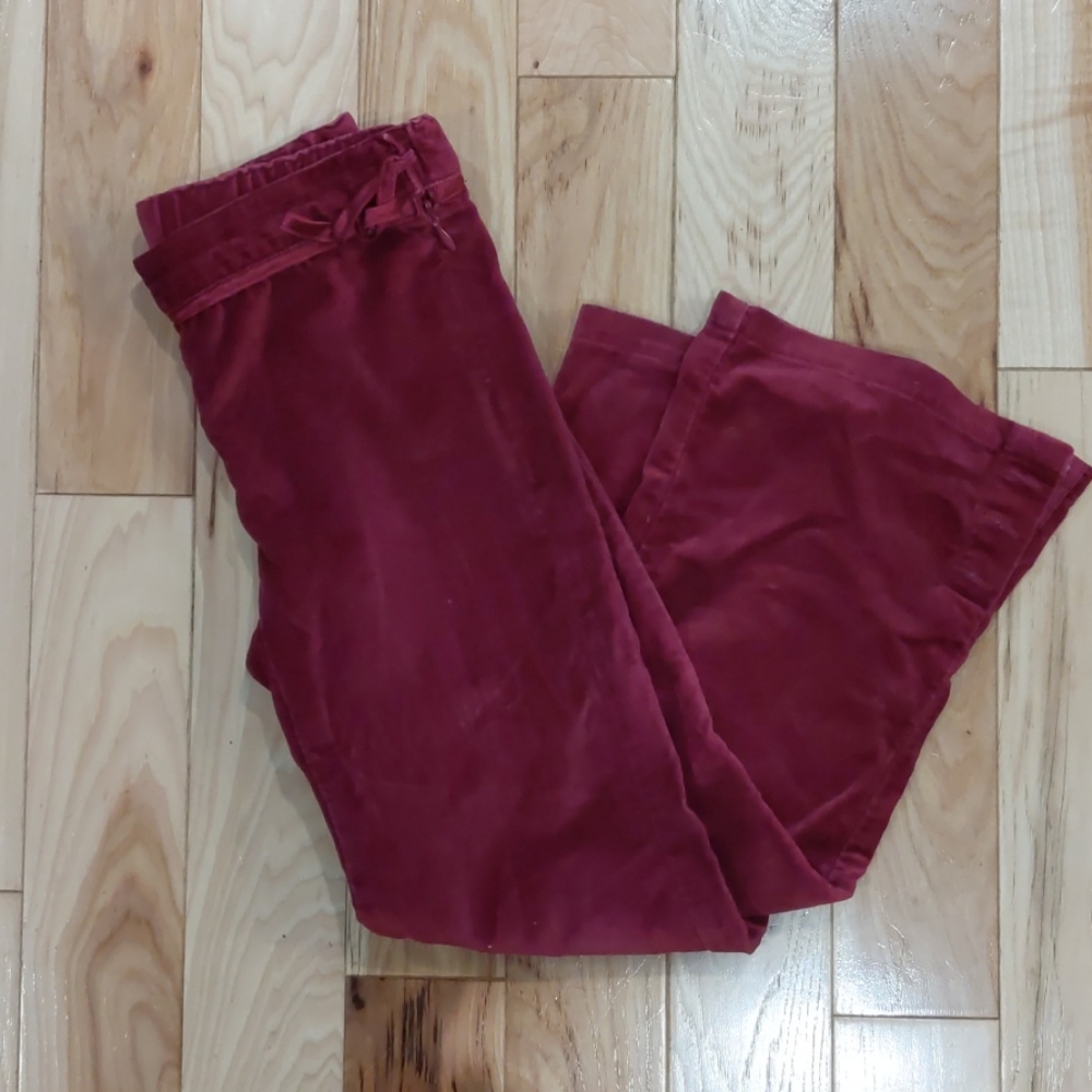 Maroon velour wide leg pant